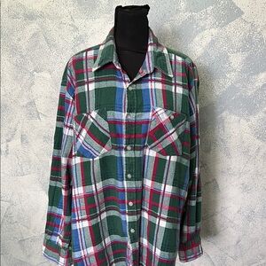 Lumberjack Plaid Green and Red Men's Shirt Button Up size XL